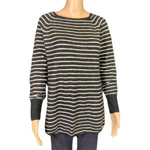 Halogen Womens Tunic Sweater Cashmere Wool Blend Luxuriously Soft Striped XS